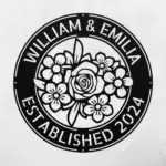 Custom Couple Name Flower Metal Sign