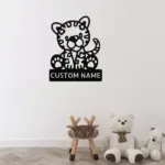 Custom Cute Leopard Metal Sign