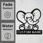 Personalized Cute Elephant Metal Sign