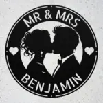 Personalized Kissing Couple Metal Sign