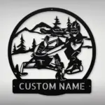 Personalized Snowmobile Scene Metal Sign
