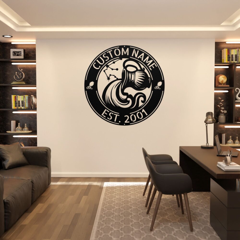 Custom Aquarius Zodiac Metal Sign