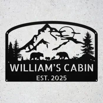 Custom Bears Scene Metal Sign