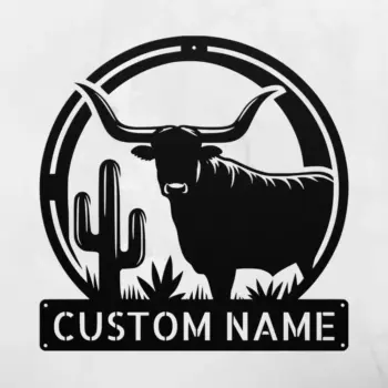 Custom Longhorn Metal Art Sign