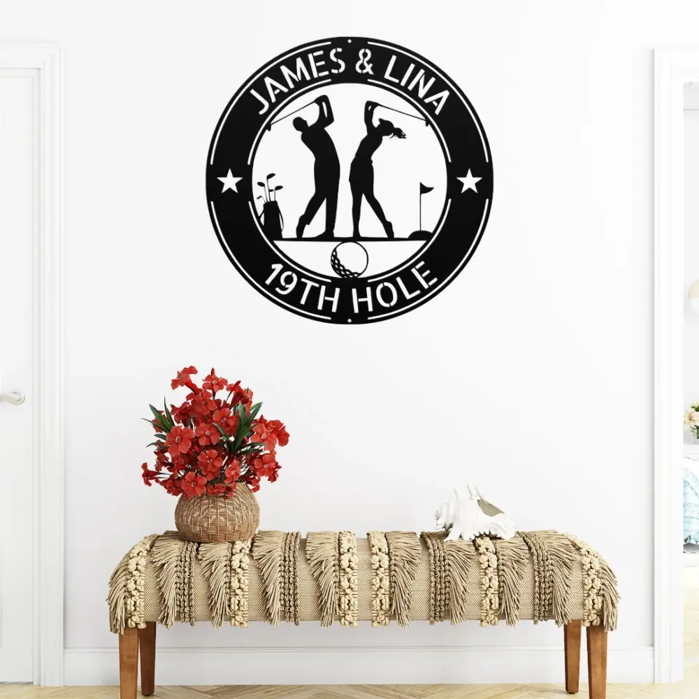Personalized Couple Golfers Metal Sign