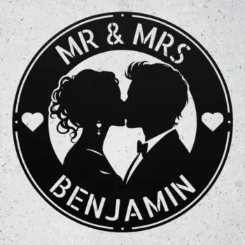 Personalized Kissing Couple Metal Sign