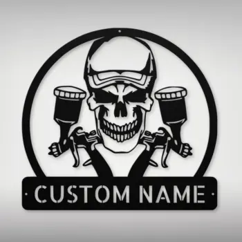 Custom Air Brush Skull Painter Metal Sign