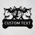 Custom Akita And Wolf Metal Sign
