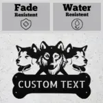 Custom Akita And Wolf Metal Sign