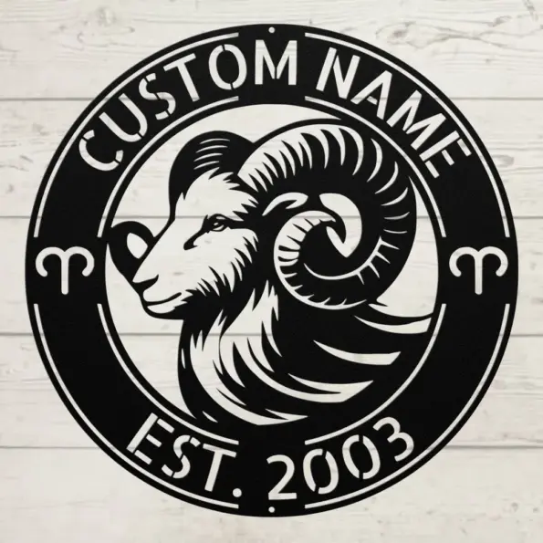 Custom Aries Zodiac Metal Sign