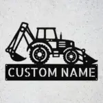 Custom Backhoe Loader Metal Sign