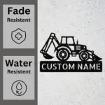 Custom Backhoe Loader Metal Sign