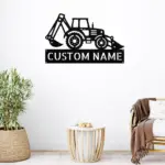 Custom Backhoe Loader Metal Sign