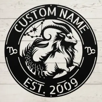 Custom Capricorn Zodiac Metal Sign