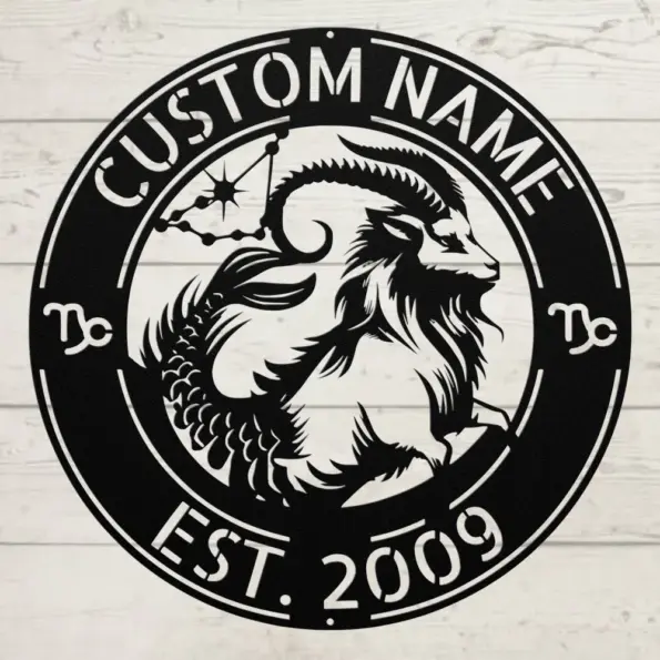 Custom Capricorn Zodiac Metal Sign