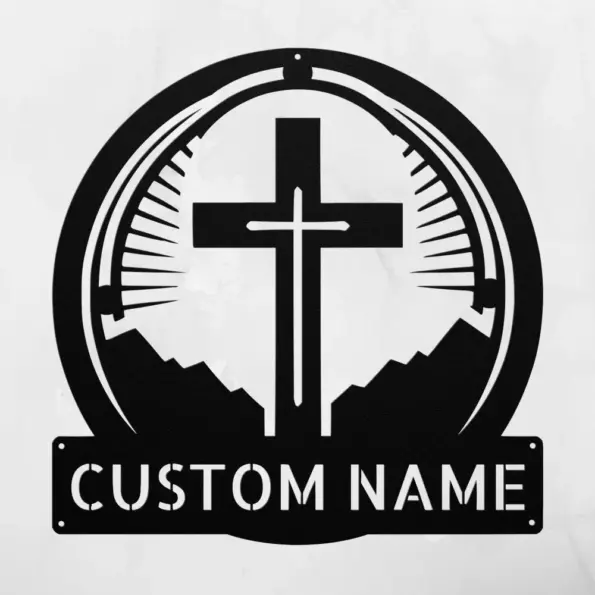Custom Catholic Cross Metal Sign