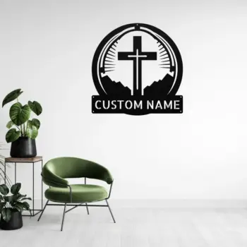 Custom Catholic Cross Metal Sign