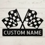 Custom Checkered Flag Metal Sign