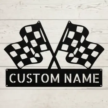 Custom Checkered Flag Metal Sign