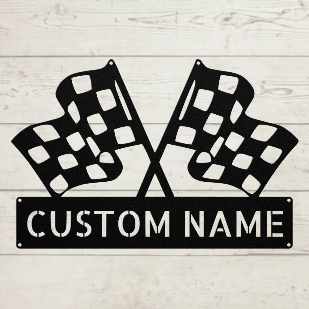 Custom Checkered Flag Metal Sign Custom Checkered Flag Metal Sign