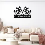 Custom Checkered Flag Metal Sign