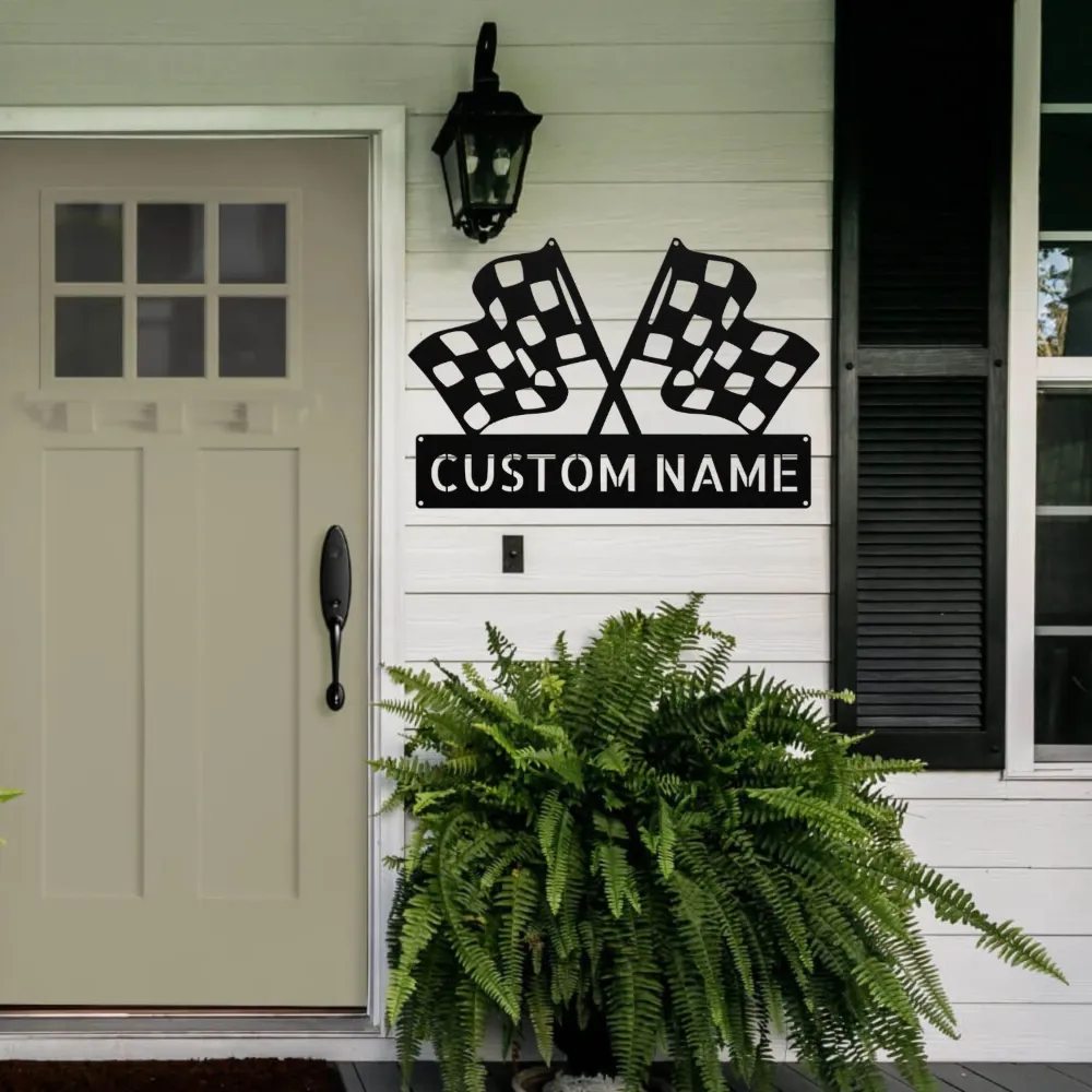 Custom Checkered Flag Metal Sign Custom Checkered Flag Metal Sign