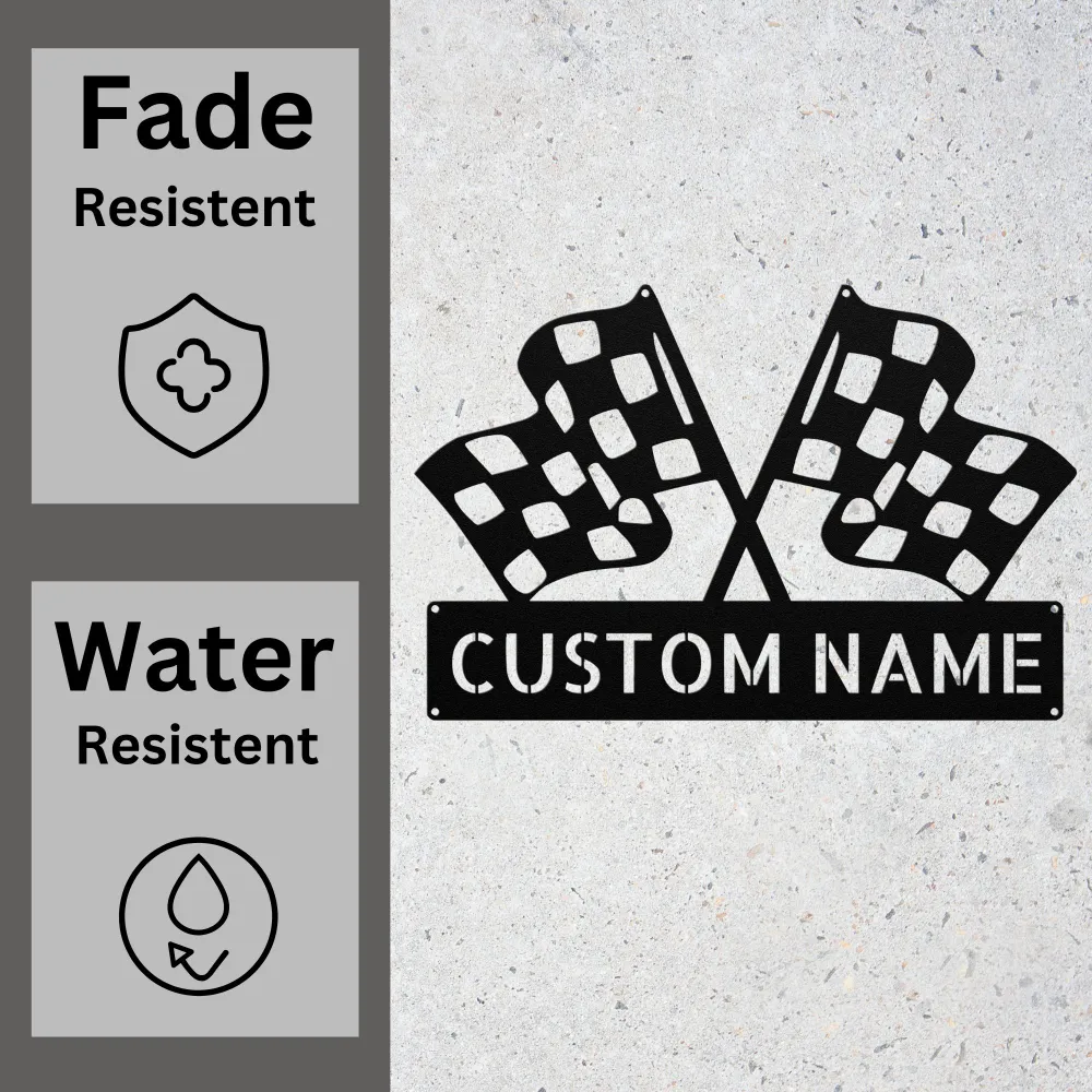 Custom Checkered Flag Metal Sign Custom Checkered Flag Metal Sign