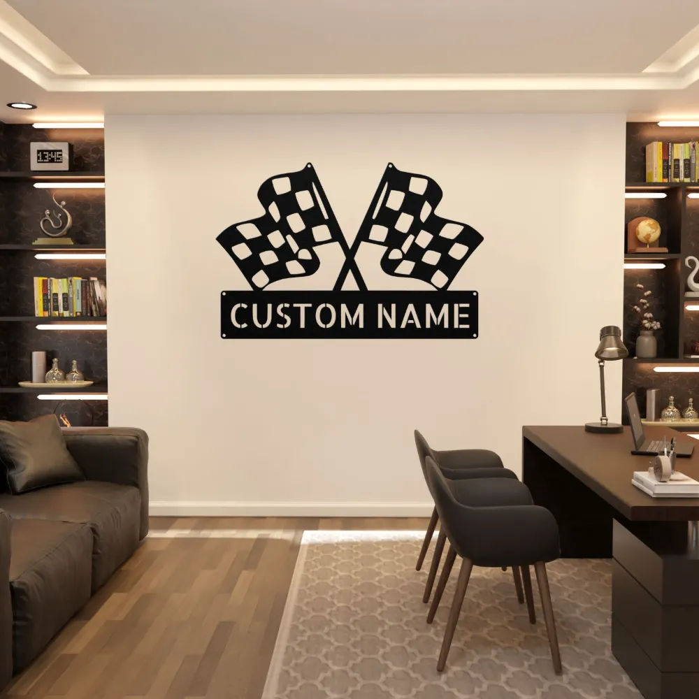 Custom Checkered Flag Metal Sign Custom Checkered Flag Metal Sign