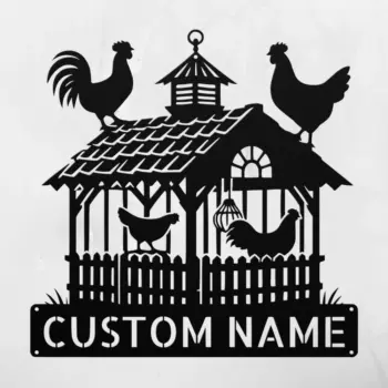 Custom Chicken Scene Metal Sign