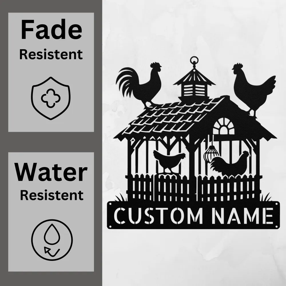 Custom Chicken Scene Metal Sign Custom Chicken Scene Metal Sign