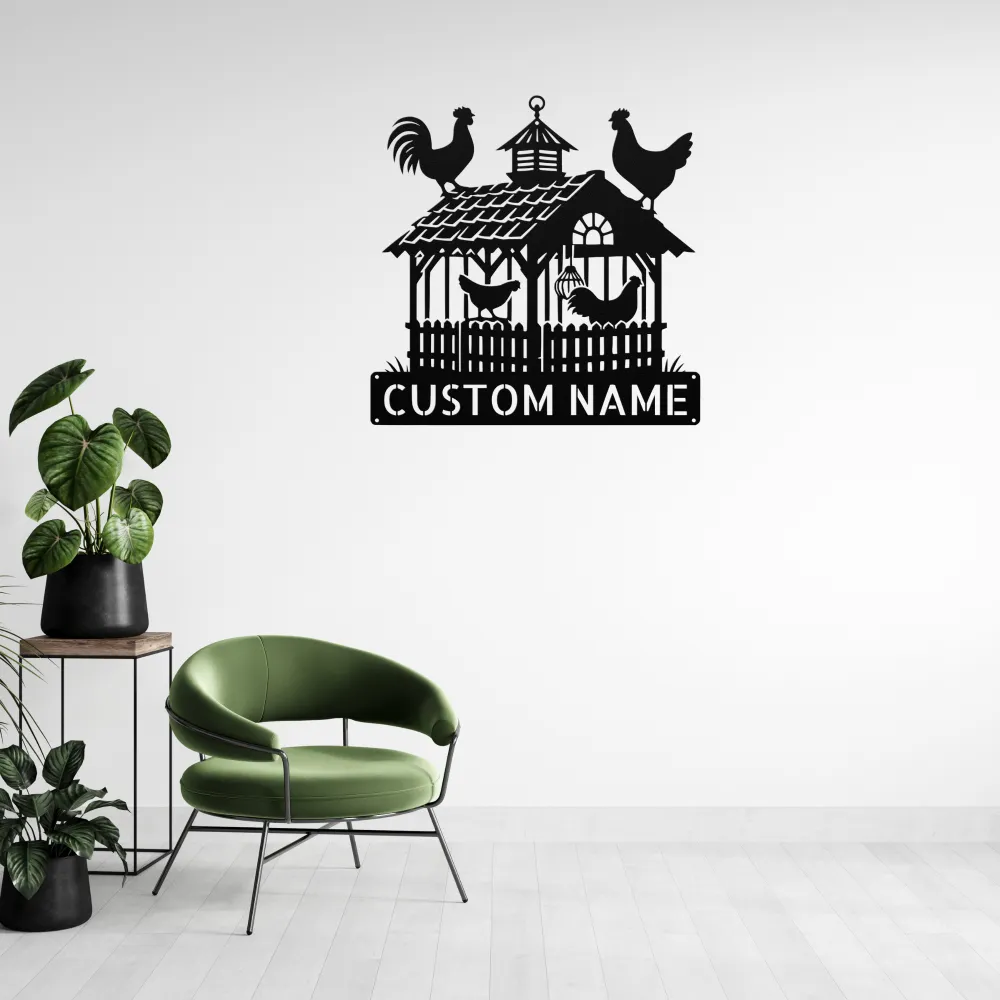 Custom Chicken Scene Metal Sign Custom Chicken Scene Metal Sign