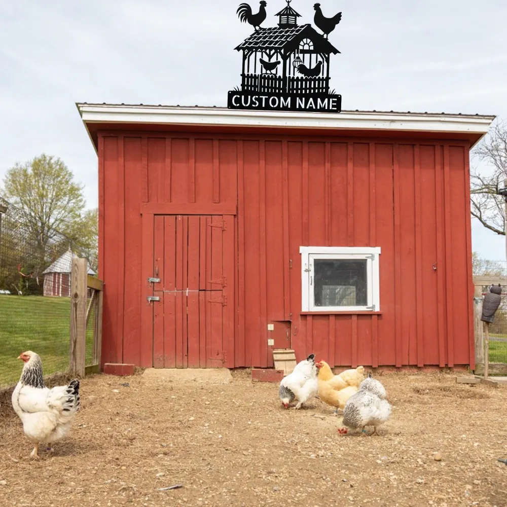Custom Chicken Scene Metal Sign Custom Chicken Scene Metal Sign
