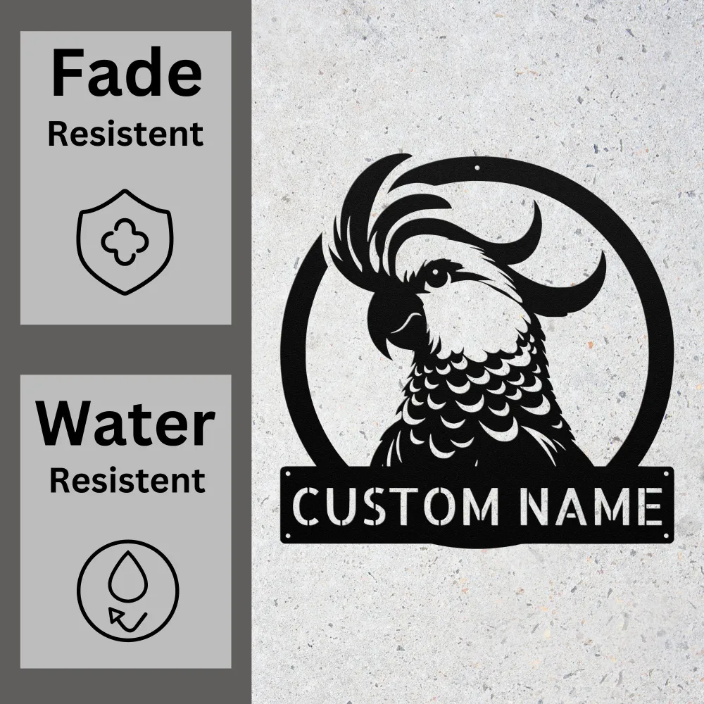 Custom Cockatoo Sulfur Bird Metal Sign Custom Cockatoo Sulfur Bird Metal Sign