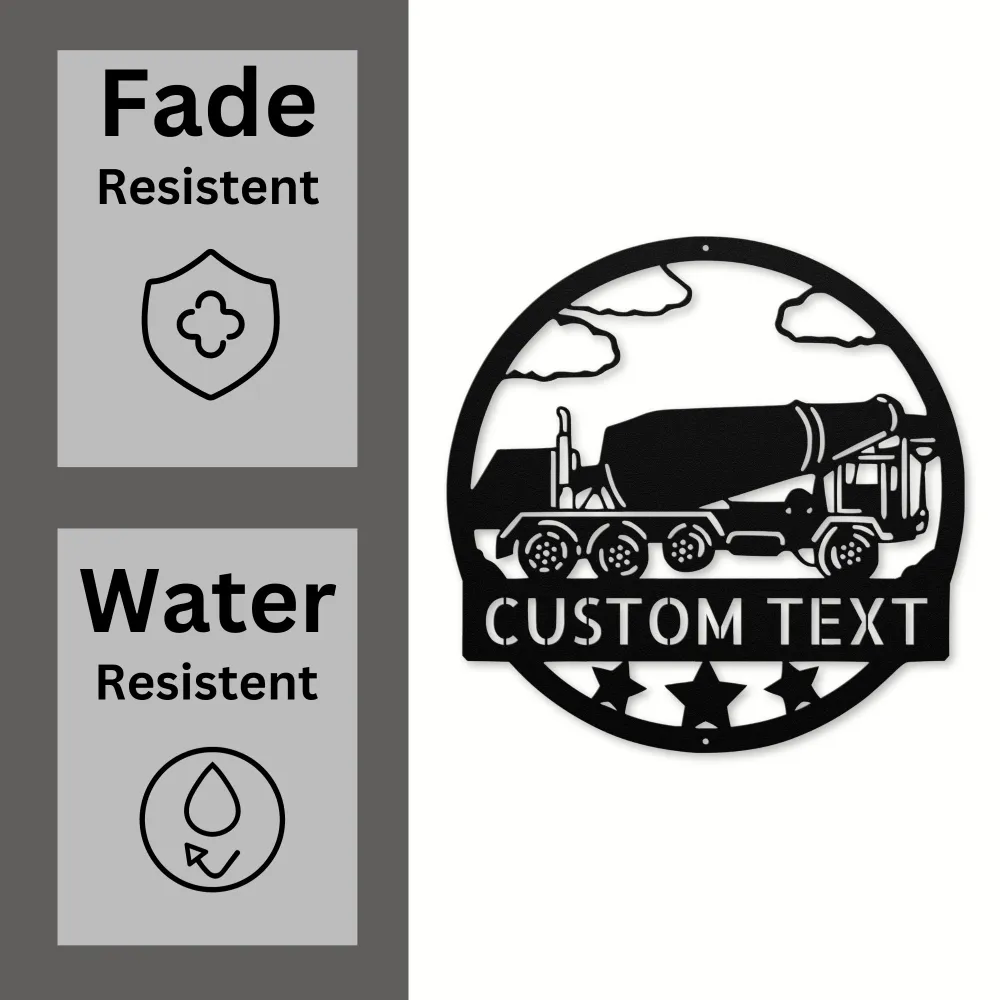 Custom Concrete Mixer Truck Metal Sign Custom Concrete Mixer Truck Metal Sign