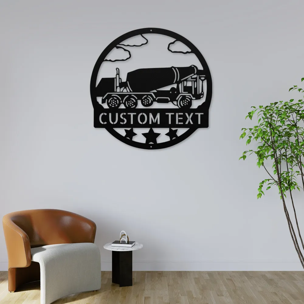Custom Concrete Mixer Truck Metal Sign Custom Concrete Mixer Truck Metal Sign