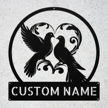 Custom Couple Birds Metal Sign