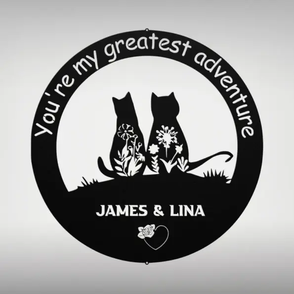 Custom Couple Cats Metal Sign