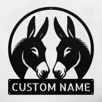 Custom Couple Donkeys Metal Sign