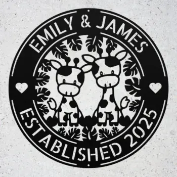 Custom Couple Giraffes Metal Sign