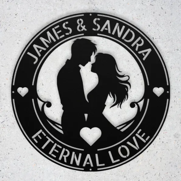 personalized couple metal wall art sign