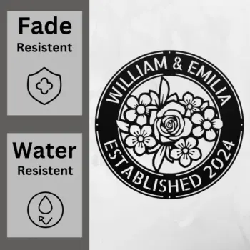 Custom Couple Name Flower Metal Sign