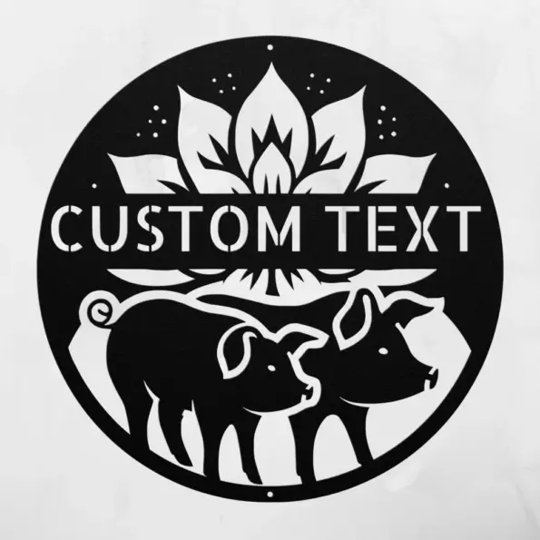 Custom Couple Pigs Metal Sign
