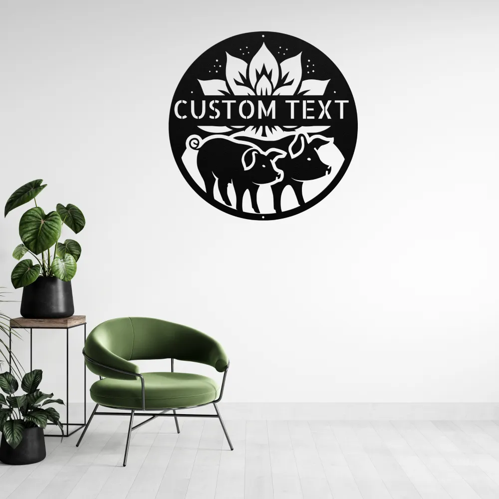 Custom Couple Pigs Metal Sign Custom Couple Pigs Metal Sign