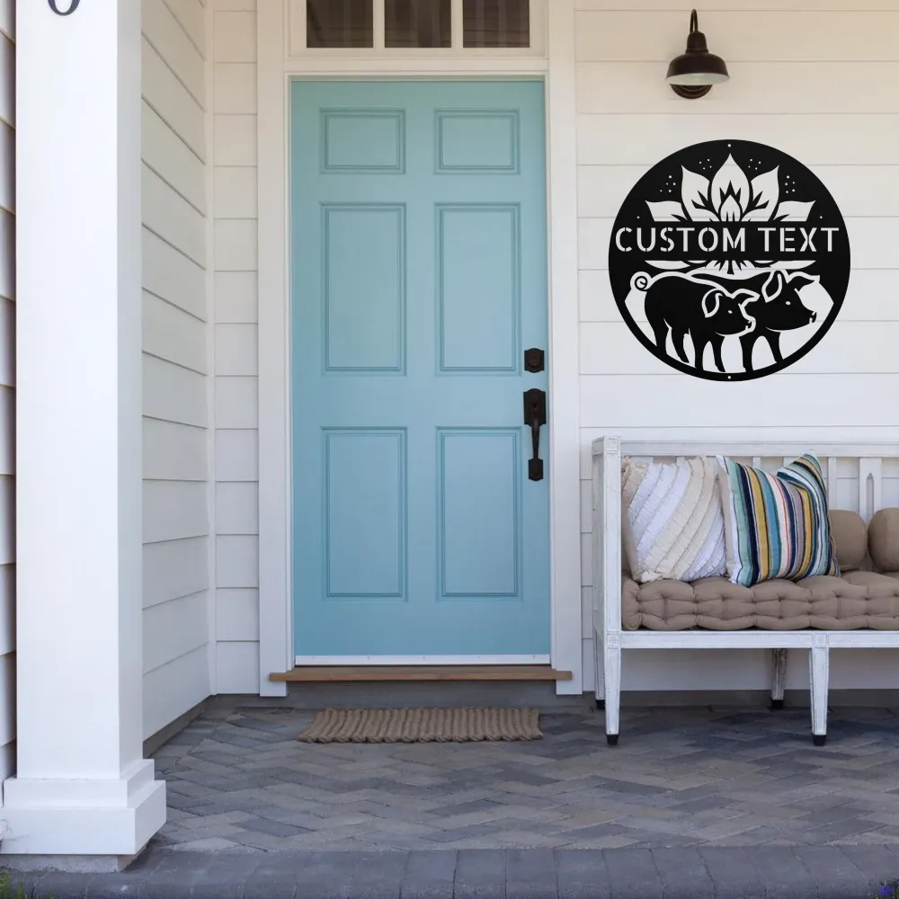 Custom Couple Pigs Metal Sign Custom Couple Pigs Metal Sign