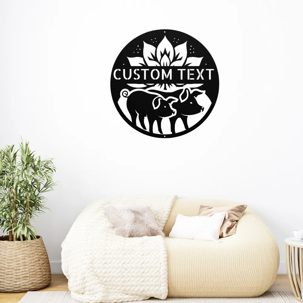 Custom Couple Pigs Metal Sign Custom Couple Pigs Metal Sign