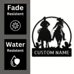 Custom Couple Riding Horse Metal Sign