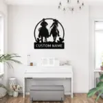 Custom Couple Riding Horse Metal Sign