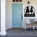 Custom Couple Riding Horse Metal Sign