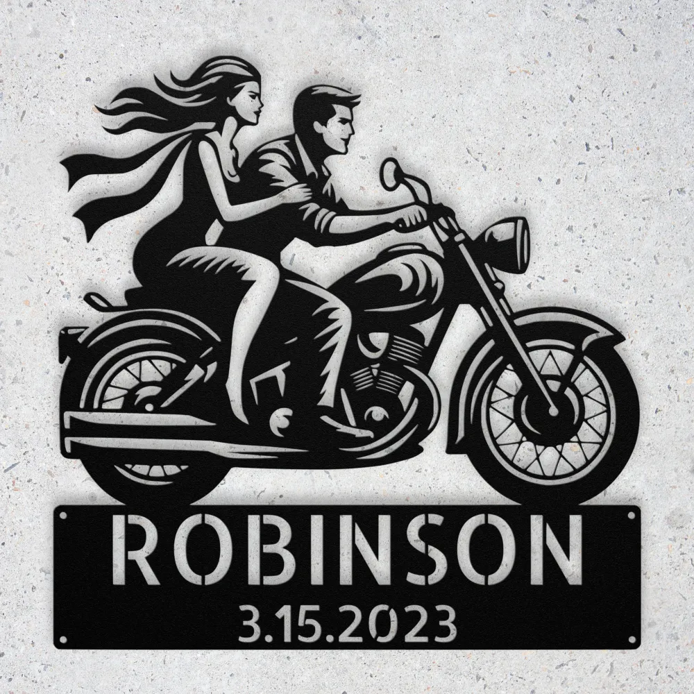 Custom Couple Riding Motorcycle Sign Custom Couple Riding Motorcycle Sign