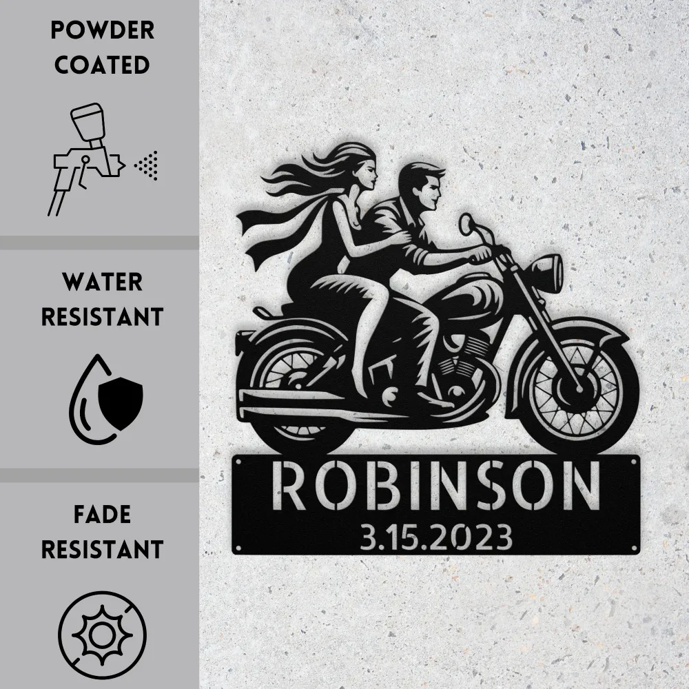 Custom Couple Riding Motorcycle Sign Custom Couple Riding Motorcycle Sign
